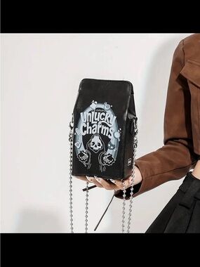 Unlucky Charms Black Crossbody Bag - Gothic Graphic